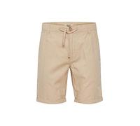 Shorts BLEND "BHLenno", Herren, Gr. XXL, US-Größen, chalk stone, Web, 55% Baumwolle, 45% Leinen, unifarben, regular fit kurz, Hosen Shorts, Leinen-Shorts mit Kordeln (85869019-XXL) chalk stone