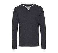 Blend Leonas Herren Longsleeve Langarmshirt Shirt mit Rundhals-Ausschnitt und Double Layer V-Neck Look, Größe:XL, Farbe:Charcoal (70818)