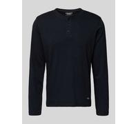 Langarmshirt BLEND "BHIBRAT GRANDAD L/S", Herren, Gr. M, schwarz (schwarz beauty), Single Jersey, Obermaterial: 100% Baumwolle, unifarben, regular fit normal, Rundhals, Shirts (96252658-M) schwarz bea