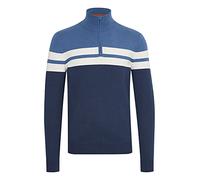 Blend Naresh Herren Strickpullover Troyer Feinstrick Pullover mit Stehkragen aus 100% Baumwolle, Größe:XL, Farbe:Dress Blues (194024)