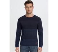Rundhalspullover BLEND "BHBenno", Herren, Gr. XL, blau (schwarz navy blau), Feinstrick, 100% Baumwolle, regular fit, Rundhals, eingesetzt, Pullover Rundhalspullover, Strickpullover mit Farbverlauf (14