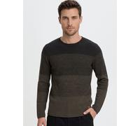 Rundhalspullover BLEND "BHBenno", Herren, Gr. M, schwarz, Feinstrick, 100% Baumwolle, regular fit, Rundhals, eingesetzt, Pullover Rundhalspullover, Strickpullover mit Farbverlauf (85784420-M) schwarz