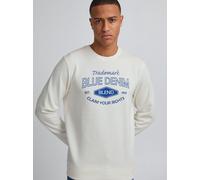 Rundhalspullover BLEND "BHSweatshirt", Herren, Gr. L, snow weiß, Sweatware, 100% Baumwolle, bedruckt, regular fit normal, Rundhals, eng, Pullover Rundhalspullover, Klassisches Sweatshirt mit Rundhalsa
