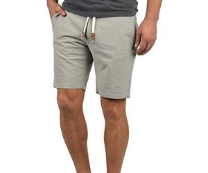 Blend Serge Herren Chino Shorts Bermuda Kurze Hose Mit Rauten-Muster Und Kordel-Gürtel Aus 100% Baumwolle Regular Fit, Größe:XL, Farbe:Granite (70147)