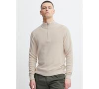 Troyer BLEND "BHCodford", Herren, Gr. S, grau (oyster gray), Feinstrick, 100% Baumwolle, unifarben, regular fit hüftlang, ohne Ausschnitt, eingesetzt, Pullover Troyer, Schicker Pullover mit Reißversch