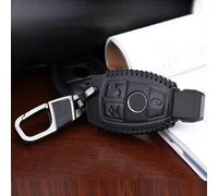 BlesConi Lederner Schlüsselanhänger für Mercedes für Benz Fernbedienung, 3-Tasten, passend für A/B/C/E/R/S/CL/CLA/GL/ML/SL/SLK/Sprinter/CLS/G-Serie(Black)