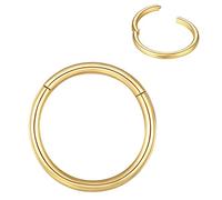 BLESSMYLOVE 0.8mm 10mm Gold Nasenring Hoop 316L Chirurgenstahl Knorpelohrring Septum Clicker Ring Edelstahl Klappbarer Segmentring Lippenring Conch Daith Helix Rook Tragus Snug Body Piercing Schmuck