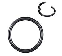 BLESSMYLOVE 0.8mm 9mm Schwarz Nasenring Hoop 316L Chirurgenstahl Knorpelohrring Septum Clicker Ring Edelstahl Klappbarer Segmentring Lippenring Conch Daith Helix Rook Tragus Body Piercing Schmuck