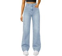 BLIBUNALA Damen Jeans Weites Bein High Waist Stretch Baggy Wide Leg Jeans Gothic Baggy Denim Hosen Hohe Taille Punk Lose Gerade Hosen und Mädchen Streetwear