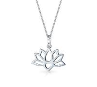 Bling Jewelry Blüten Öffnen Lilienblume Zen Buddhisten Lotus Anhänger Halskette Für Frauen Teens Yogi .925 Sterling Silber
