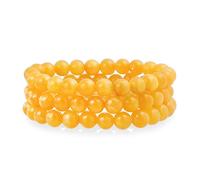 Bling Jewelry Edelstein Set Von 3 Honig Gelb Jade Quarz Runde Perle Ball 8Mm Stacking Stretch-Armband Für Frauen Teenager Unisex Strang