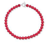 Bling Jewelry Einfache Schlichte Glatte Westliche Schmuck Klassische Rote Kalzit Runde 10MM Perlenstrang Schlüsselbein Halskette Für Frauen Teenager Silberner Verschluss 17 Zoll