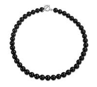 Bling Jewelry Einfache schlichte westliche Schmuck klassische schwarze Onyx runde 10MM Perlenkette Choker Halskette für Frauen Teenager versilberter Verschluss 15 Zoll