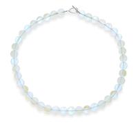 Bling Jewelry Einfache schlichte westliche Schmuckveränderung Transcalent Erstellte Mondstein Runde 10MM Perlenstrang Schlüsselbein Halskette für Frauen Silberner Verschluss 17 Zoll