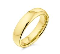 Bling Jewelry Einfacher Kuppel-Paarring aus Titan, polierter Ring für Männer und Frauen, komfortable Passform, Goldton, 5MM