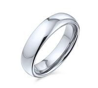 Bling Jewelry Einfacher Kuppel-Paarring aus Titan, polierter Ring für Männer und Frauen, komfortable Passform, Silberton, 5MM