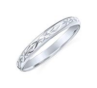 Bling Jewelry Eleganter Unisex Paarring Mit Diamantschliff & Gestreiftem Randmuster Für Männer Und Frauen Polierte Glänzende Oberfläche .925 Sterlingsilber 3MM