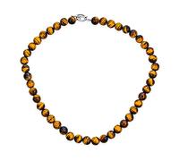 Bling Jewelry Facettierte braune Tigerauge-Rundperlen 8MM Halskette Schlüsselbein Halskette Western Schmuck für Frauen für Männer Silber plattierter Knebelverschluss 17 Zoll