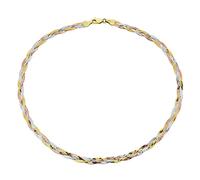 Bling Jewelry Flache Flexible 14K Gelb Rosengold Overlay .925 Sterling Silber 5Mm Twist 3 Tri Tone Herringbone Braided Magic Schlange Chain Halsreif Halskette Für Frauen Hergestellt In Italy 18 Inch