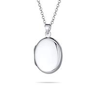 Bling Jewelry Große Kleine Einfache Schlichte Flache Ovale Fotomedaillons Halskette Anhänger Für Frauen Und Jugendliche, Die Bilder Halten, Poliertes .925 Silber Medaillon