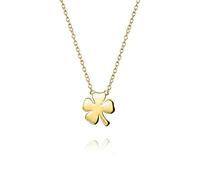 Bling Jewelry Irisches Glückskleeblatt Glücksbringer Vierblättriges Kleeblatt Anhänger Halskette Für Frauen Für Teenager 14K Vergoldetes .925 Sterlingsilber