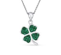 Bling Jewelry Keltische Saint Patrick'S Irische Viel Glück Funkelnden Grünen Kristall Klee Kleeblatt Baumeln/Baumeln Anhänger Charme Halskette Für Frauen Jugendliche .925 Sterlingsilber