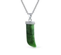 Bling Jewelry Schutz Zahn Amulett Grün Gefärbter Jade Edelstein Italienisches Horn Anhänger Halskette Für Frauen Für Männer .925 Sterlingsilber