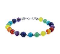 Bling Jewelry Spirituelle Multicolor Bunte Heilung Edelstein Yoga Perlen Strand Chakra Armbänder Meditation Entspannung Für Frauen Teen .925 Sterling Silber Bead Lobster Clasp 7.5 Inch