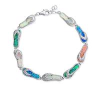 Bling Jewelry Tropical Vacation Strand Multi Color Flip Flop Sandal Created Opal Armband Für Frauen .925 Sterling Silber