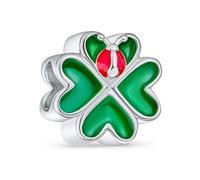Bling Jewelry Viel Glück Viel Glück 3D Rotes Marienkäfer Irisches Kleeblatt Emaille Grünes Herz Klee Charm Bead Für Frauen Jugendliche .925 Sterlingsilber Passend Für Europäische Armbänder