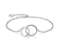 Blingfox Kreis Armband Damen 925 Sterling Silber - Größenverstellbar - TER Schwester Freund Muttertag Weihnachten Geburtstag Geschenk