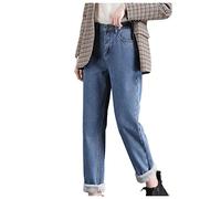 Blingko Damen Winter Jeans Fleece Gefütterte Denim Leggings,Gefüttert Thermojeans Jeans Leggings Damen,Winter Double Fleece Lined Jeggings Lose Streetwear Jeans Schlagjeans