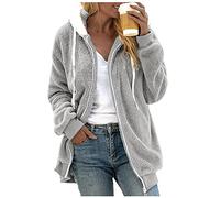 Blingko Plüschjacke mit Kapuze Damen Große Größen Teddyjacke Kuschelige Sweatjacke mit Teddyfutter Fleecejacke Teddy Flauschige Jacke mit Fell Kapuzenjacke mit Fell Teddyplüsch Jacke Warm Winterjacke