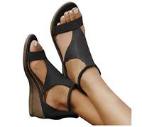 Blingko Sandalen Damen mit Absatz Lässig Riemchensandalen Frauen Mädchen Sandaletten Leicht Bequem Sommersandalen Vintage Sexy Sandalen Basic Keilsandalen Sandalen Damen Weiß