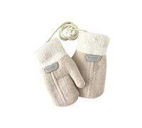 Blingko Thermohandschuhe Winter Kinder Halbfinger Handschuhe Cartoon Fingerhandschuhe Strick mit Flip Top Streifenhandschuhe Arbeitshandschuhe für 1-6 Jahre Mädchen Jungen, Khaki