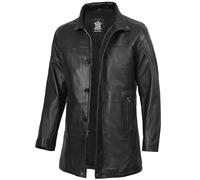 Blingsoul Leder-Mäntel für Herren - schwarz/braune Echtlederjacke für Herren, Bristol - Schwarze Jacke, XL