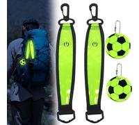 Blinklicht Schulranzen, 4 Stück Schulranzen Fussball, Schulranzen Licht Kinder, LED Blinklicht Reflektierende, Mit 3 Modi Fußball Reflektoren Kinder Reflektor Anhänger, für Rucksack, Wandern, Laufen