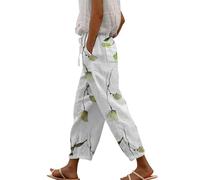 Blitzangebote Des Tages Aktuell Leinenhose Damen 7/8 Sommerhosen Leicht Und Luftig Große Größen Lockere Hosen Lässige Bequeme Freizeithose Lang Strandhose Leinen Baumwoll Hose Outlet Angebote Sale