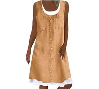 Blitzangebote des Tages Damen Jeanshemd Kleid Langarm Button Down Casual Jeanskleid, Jeanskleid Damen Sommer Blusenkleid Damen Elegant Jeans Kleid für Damen Strandkleid Damen Wickelkleid