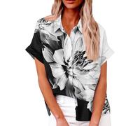 Blitzangebote des Tages, Damenblusen Sommer Bluse Damen Sommer Drucken Kurzarm Hemdbluse Elegant V-Ausschnitt Shirts Mit Tasche Lässige Tunika Hemd Damen Blusen & Tuniken Für (Light Gray,M)