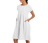 Blitzangebote des Tages Freizeitkleider Für Damen Strandkleid Damen Große Größen 4XL Baumwolle Kleider Damen Kurzarm Loose Casual Long Kleider Frauen Knielang Kleider Meine Bestellung