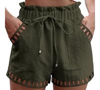 Blitzangebote Des Tages Heute Shorts Damen Leinen High Waist Einfarbige Elastische Kordelzug Für Frauen Mit Weitem Bein Leinen Baumwolle Hohl Kurze 45720 Hose Große Größen Meine Bestellungen Ansehen