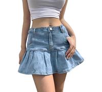 Blitzangebote des Tages Jeans Hosenrock Damen Sommer High Waist Y2K Hosenrock Asymmetrische Jeans Rock mit Kurz Hose Casual Culotte-Shorts Moden A-Linien Knopf Culottes Hosen Elegant Kurz Jeansrock