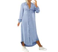 Blitzangebote des Tages Jeanskleid Damen Sommer Kurzarm Button Down Kurz Denim Kleid, Denim Kleid Blusenkleid Damen Jeanskleider Damen Sommer Strandkleid Damen Große Größen