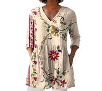 Blitzangebote des Tages Leinenbluse Damen, Blusenshirt Langarm Sommer Leinen Shirt Sommerblusen Leicht Strand Tunika Luftig Boho Elegante Oberteile Tshirt Longshirt Blusen & Tuniken Für Damen