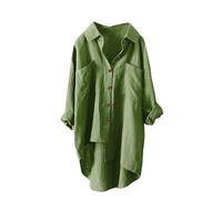Blitzangebote des Tages Leinenbluse Damen Lang Sommer Leinenhemd Knopfleiste Hemd Casual Lose Musselin Bluse Große Größen Leinen Shirt Longbluse Meine Bestellungen 2025