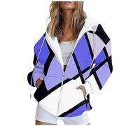 Blitzangebote Des Tages Norweger Pullover Damen Oversize Pullover Damen Pullover Damen Sexy Sweatshirt Y2K Kapuzenjacke Mit Tasche Reißverschluss Sweatshirt Mit Kapuze Moderne Pullover Damen (Blue, S)