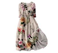 Blitzangebote des Tages Sommerkleid Damen Vintage Blumen Lange Revers Blusenkleid, Kleid Vorne Kurz Hinten Lang Knopfleiste Vorne Kleider Sale Angebote Kleider Damen Sommer