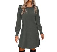 Blitzangebote des Tages Strickkleid Damen Herbstkleid Winterkleid Langarm Pulloverkleid Frauen Rundhalsausschnitt A-Linie Freizeitkleid Tunika Kleid Jumper Kleid Pullikleid Elegant Meine Angebote