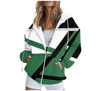 Blitzangebote des Tages Sweatshirt Damen Oversized Pullover Schwarz Damen Y2K Kapuzenjacke Mit Tasche Reißverschluss Sweatshirt Mit Kapuze Pullover Oversize Damen (Dark Green, XL)
